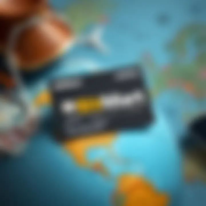 BitMart Card with Cashback Offer A BitMart Card resting on a travel-themed background with a globe and currency notes, highlighting travel benefits and cashback offer.