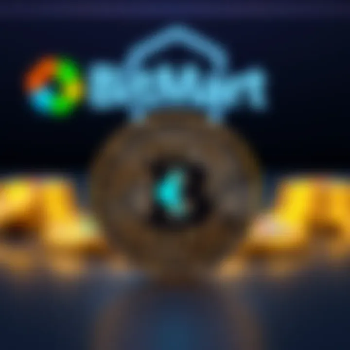 A digital coin with JPGC logo in front of BitMart exchange logo, symbolizing the upcoming listing.