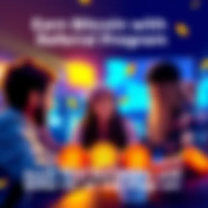 A graphic showing friends inviting each other to join BitMart US, with Bitcoin symbols representing earnings.