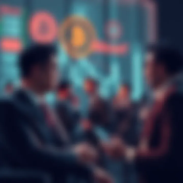 Graphic showing worried investors discussing Bitnorf Exchange concerns