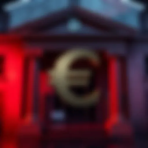 A visual representation of a closed bank account with a large euro symbol, indicating a dispute over funds that are marked as unavailable.