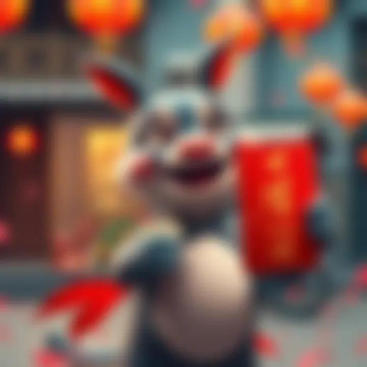 Bitto excitedly holds a red packet filled with money, looking at investment options for the future.