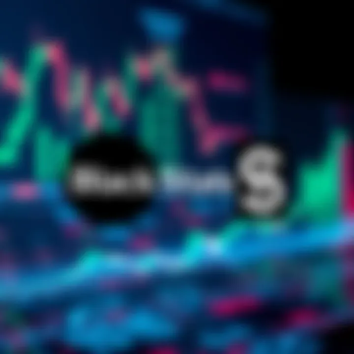 BlackRock and State Street logos with a backdrop of financial graphs showing market trends