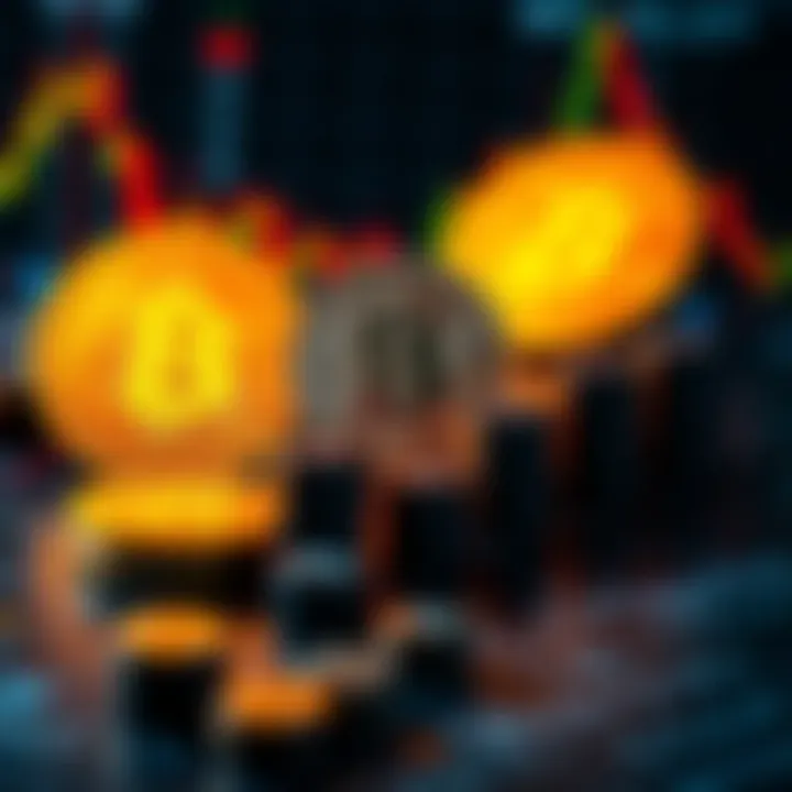 A visual representation of BlackRock's new yield-generating Bitcoin ETF proposal, featuring Bitcoin symbols and financial graphs.