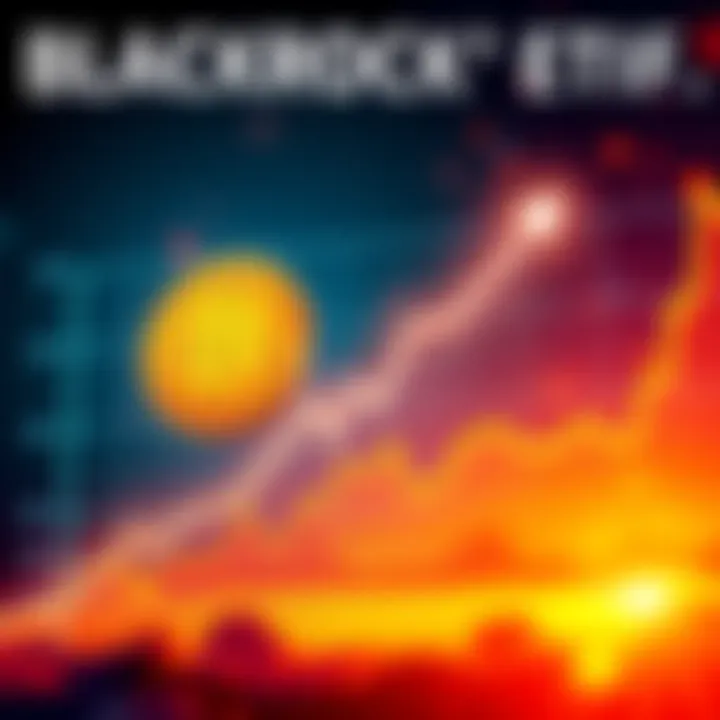 Graph showing BlackRock's Bitcoin ETF surpassing S&P 500 Fund in revenue with an upward trend.