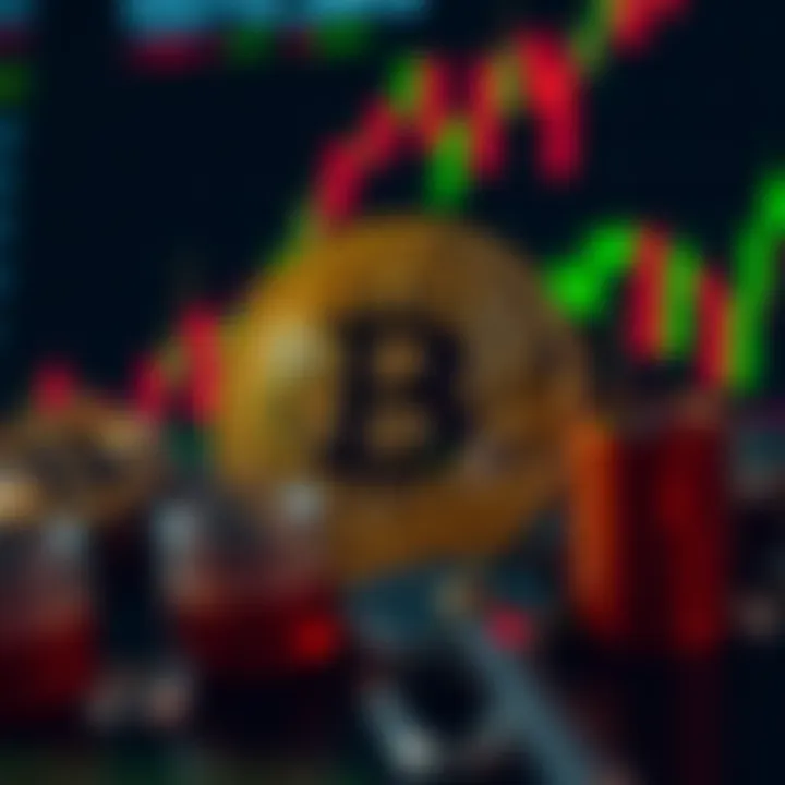 BlackRock's logo next to a Bitcoin symbol with financial charts in the background