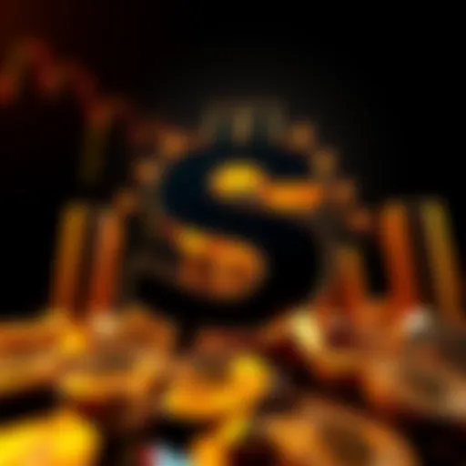A graphic showing a large dollar sign with Bitcoin symbols, representing BlackRock's $1.1 billion investment in cryptocurrency.