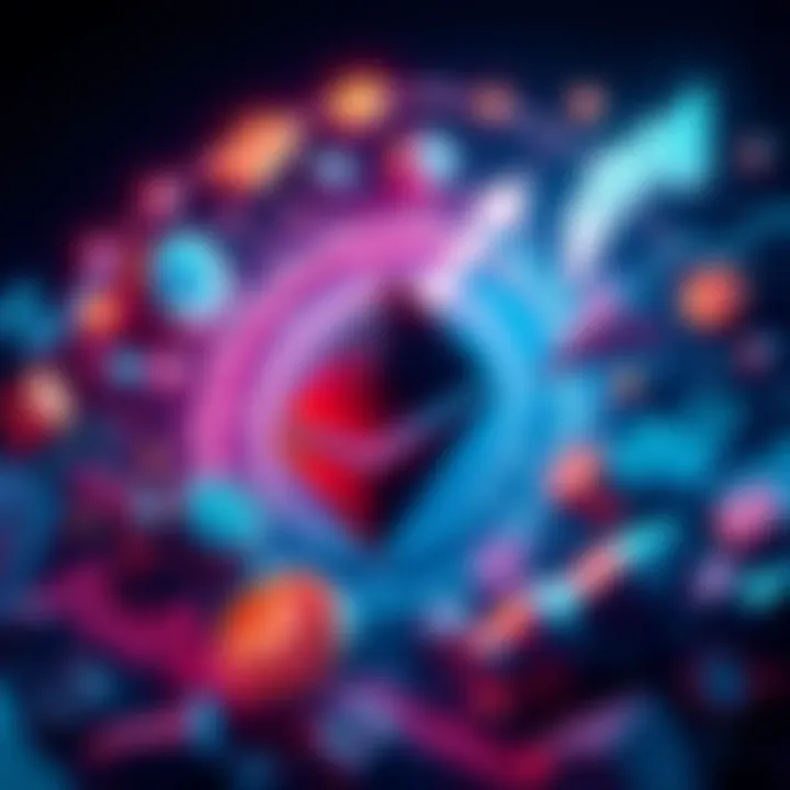 Illustration of Ethereum logo surrounded by symbols of finance and investment