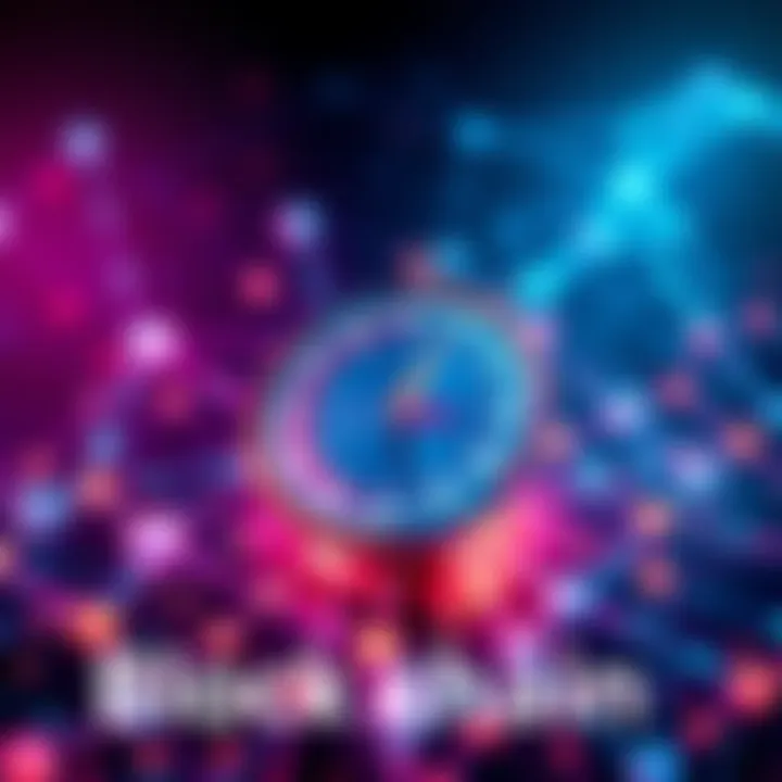 An abstract representation of blockchain technology illustrating nodes and connectivity with a clock symbolizing time management.