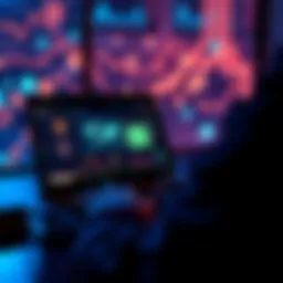 A person using a laptop with blockchain applications open, showcasing tools for block exploration and smart contract development.