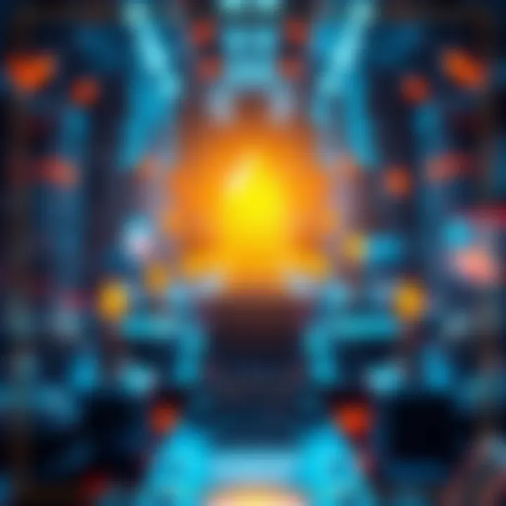 Visual representation of blockchain technology with product launch elements and community engagement symbols.