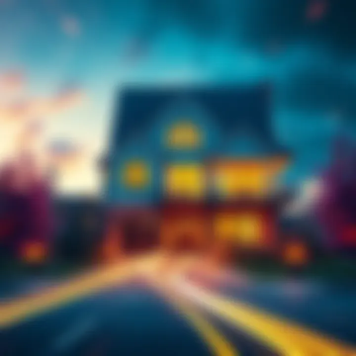 A visual representation of a $14 million real estate transaction closing quickly using blockchain technology, showcasing a house with digital elements symbolizing speed and security.