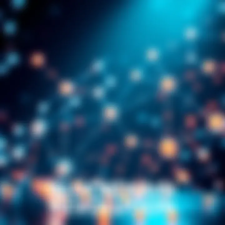 A digital illustration of a blockchain network with nodes interconnected, symbolizing competition and market disruption in 2026.