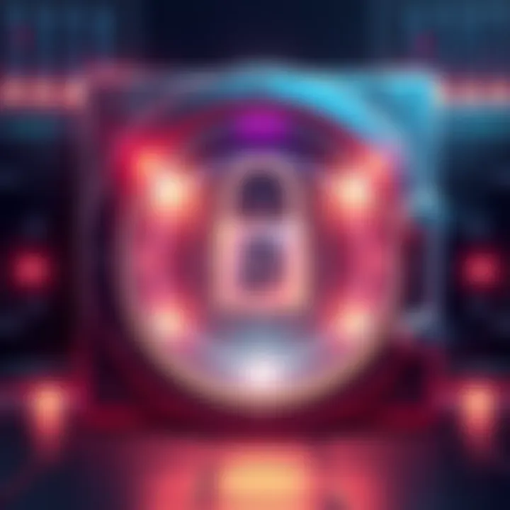 Blockchain Security Concept Illustration showing a locked digital vault with a blockchain symbol, representing the importance of asset protection in the blockchain.