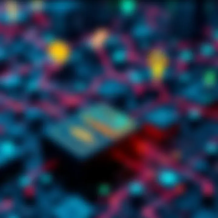 A visual representation of blockchain technology with interconnected blocks and digital icons symbolizing security and innovation.