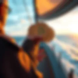 A person holding BMX tokens while sailing on a boat, symbolizing a strategic move in cryptocurrency investment.