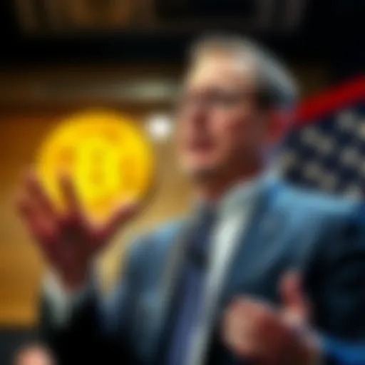 US Digital Assets Director Bo Hines gestures confidently while speaking about Bitcoin's potential growth.