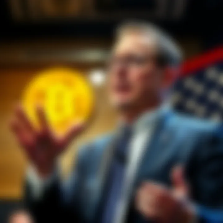 US Digital Assets Director Bo Hines gestures confidently while speaking about Bitcoin's potential growth.