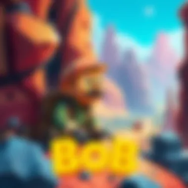 Bob on his latest adventure A scene of Bob exploring a vibrant landscape with unexpected twists and turns around him