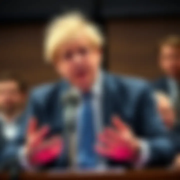 Boris Johnson expressing concerns about Bitcoin in a press conference setting
