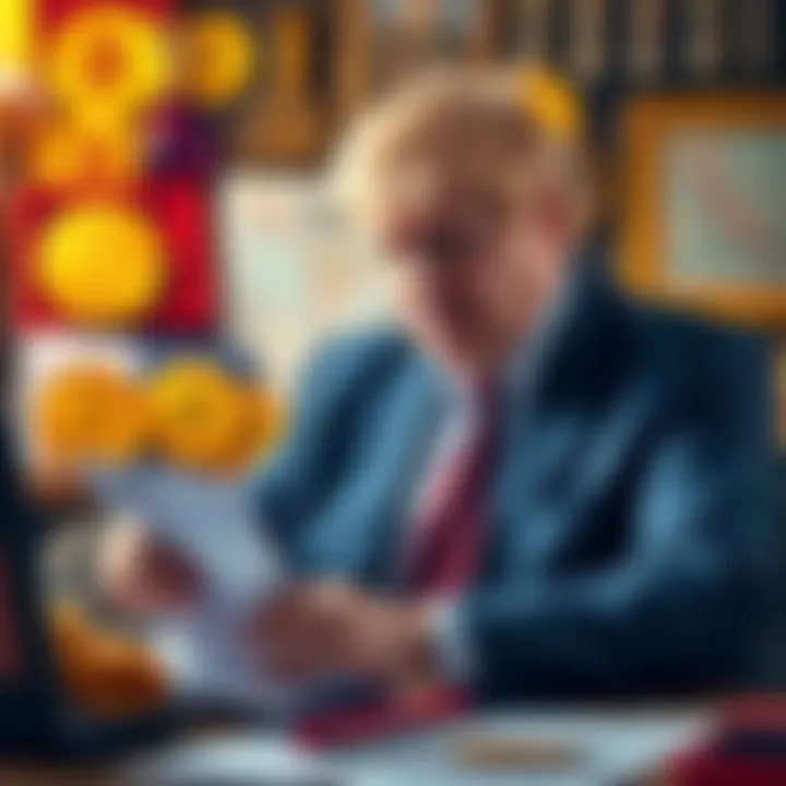 Boris Johnson writing an article criticizing Bitcoin, with images of Bitcoin and collectibles in the background.
