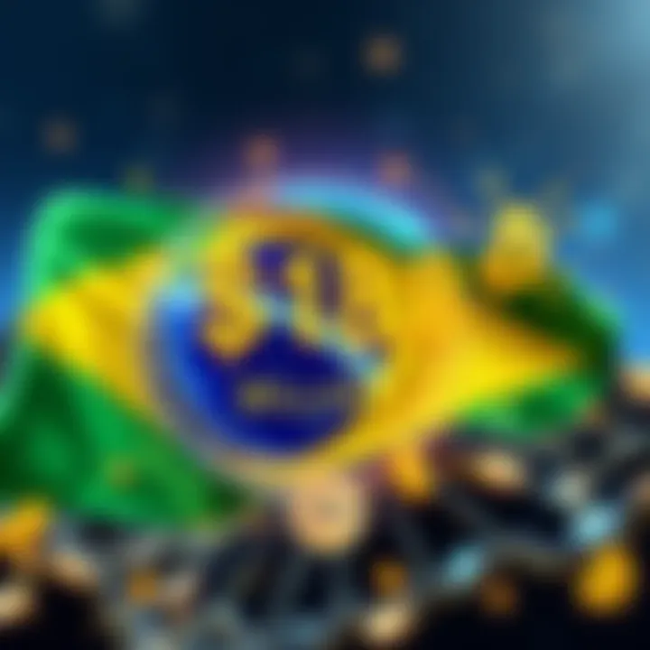 A graphic showing Brazil's flag with digital currency symbols around it, highlighting the $318.8 billion inflow in cryptocurrency.