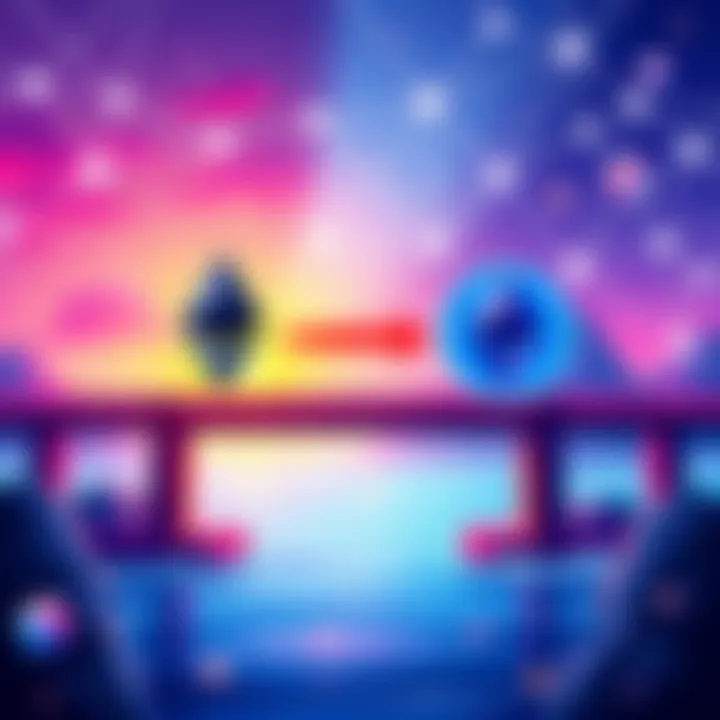 A digital illustration showing a bridge connecting Ethereum and Solana logos with arrows indicating transfer flow.