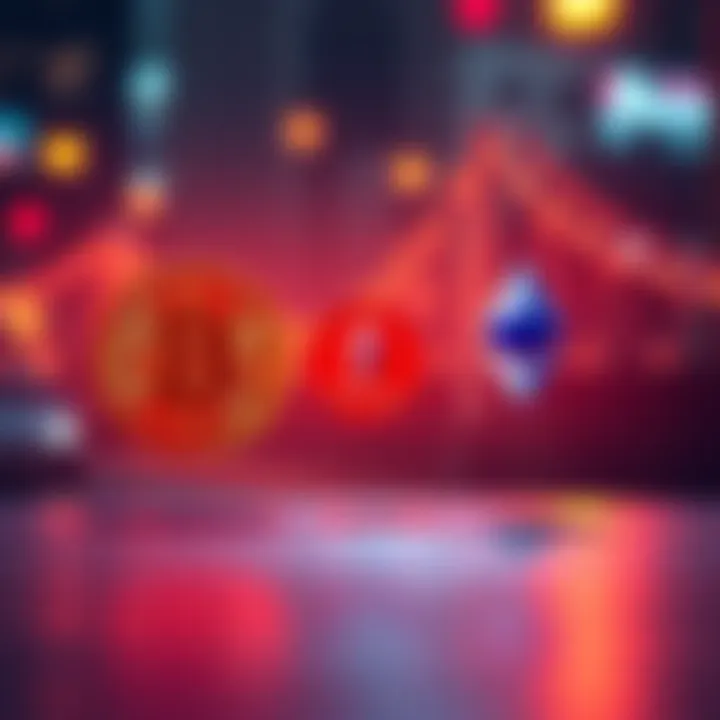 A digital graphic showing Bitcoin and Ethereum logos connected by a secure bridge symbol, representing safe cross-chain transactions.