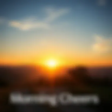 Bright Sunrise A cheerful sunrise over a peaceful landscape, symbolizing a fresh start to the day.