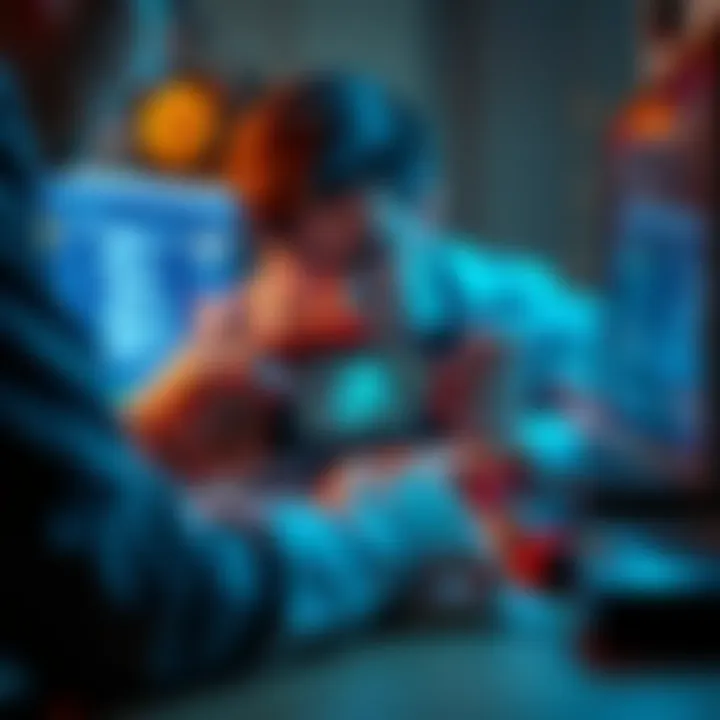 A person examining a non-working Ledger Nano S Plus device with a computer and tools nearby, looking for troubleshooting solutions.