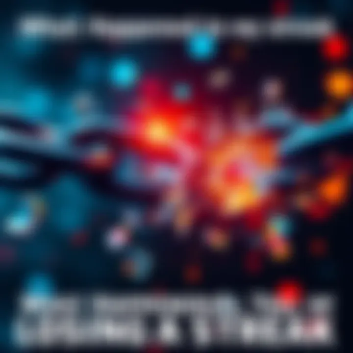 A broken chain with digital fragments symbolizing lost progress