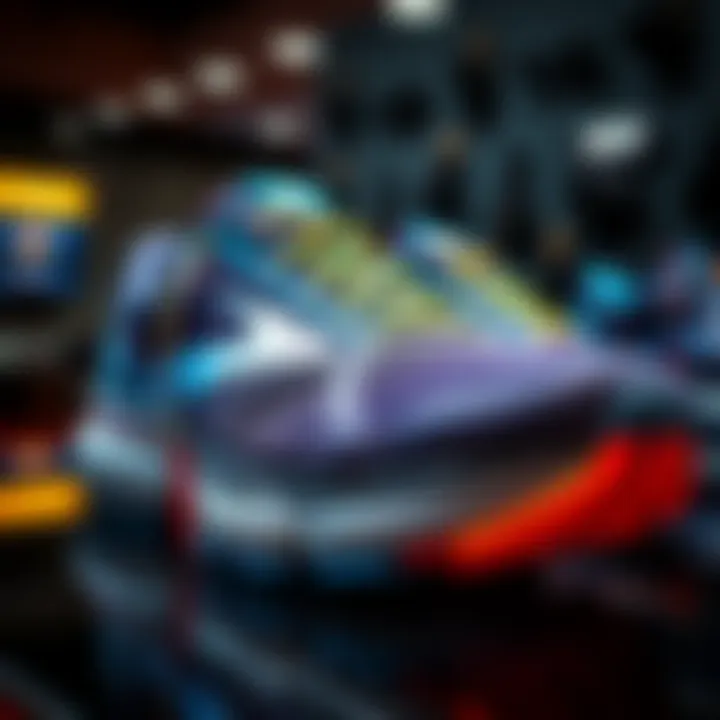 Close-up of the Brooks x Kraken running shoe showcasing its design and colors