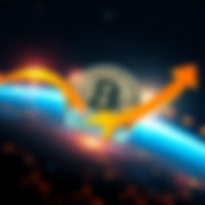 A graphic showing Bitcoin and a globe with arrows indicating movement, symbolizing relocating cryptocurrency overseas.