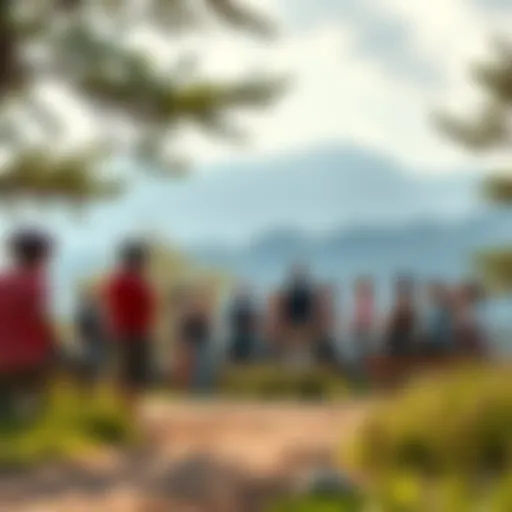 People sharing stories and experiences at the BTC cycle survivors meet-up in a natural setting