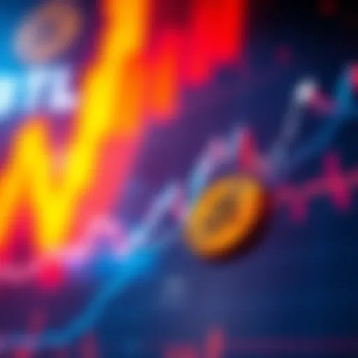 A chart showing Bitcoin's price movement with upward trends and market indicators.