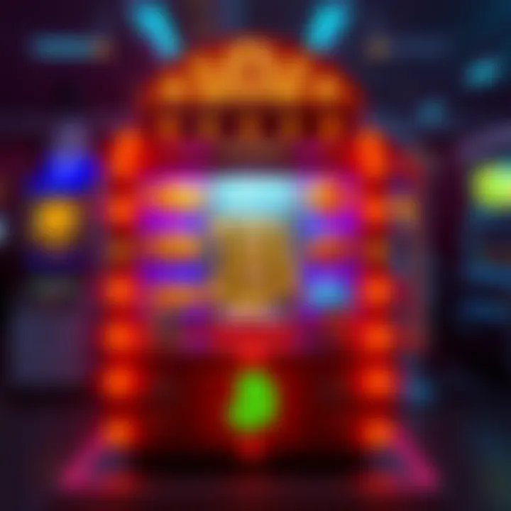 A colorful slot machine with Bitcoin symbols and seed phrases, representing the chance of winning wealth.