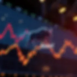 Stock market chart showing an upward trend with a bullish symbol