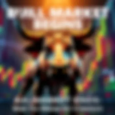 A graphic showing a bull symbolizing a new bull market, with upward trending stock charts in the background.