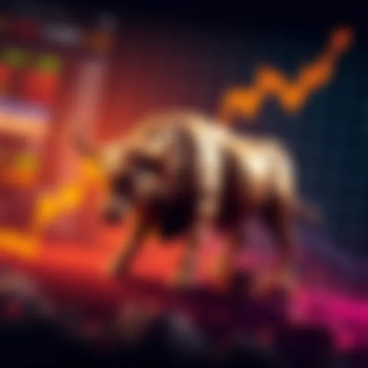 Bull Market Growth Graph showing rising stock prices with a bull symbolizing a bullish trend