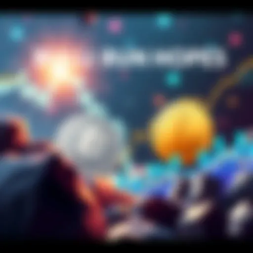 A digital illustration showing Litecoin and Dogecoin symbols with rising graphs and a bright background, symbolizing optimism and growth in the crypto market.