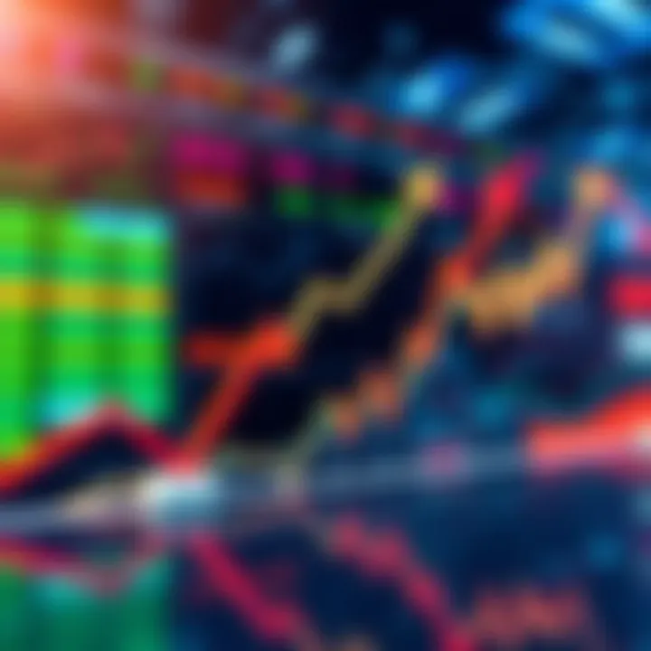 A graph showing upward trends in the stock market with arrows indicating growth and optimism