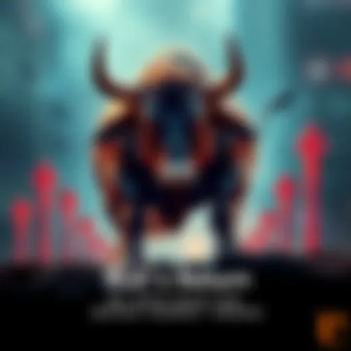 A strong bull representing growth and market resurgence surrounded by upward arrows signifying rising trends