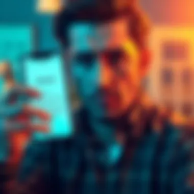 A business owner looking frustrated while holding a phone showing a message from Revolut about their frozen account.