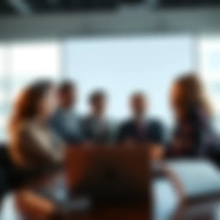 A group of business leaders discussing strategies to boost sales in a meeting room, showing concern on their faces.