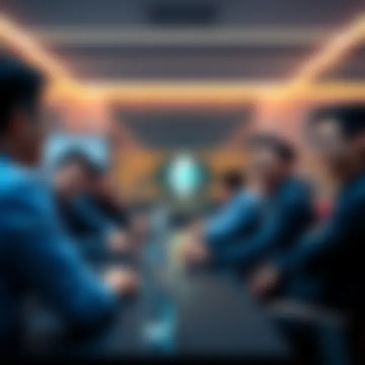 Vitalik Buterin discussing Ethereum development with a group of Chinese developers in a meeting room