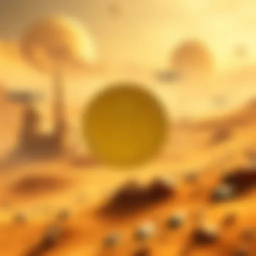 A visual representation of Buttcoin in the Dune universe, showing futuristic transactions and the Harkonnen influence on the economy