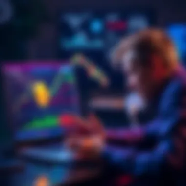 A person looking at Bitcoin charts on a laptop with a thoughtful expression, weighing the risks and rewards of investing in cryptocurrency.