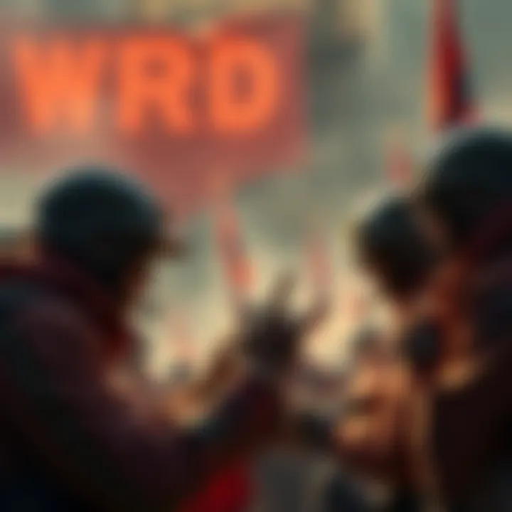 A group of Buttcoin supporters discussing strategies in a war-like setting, focusing on global acceptance of their currency.