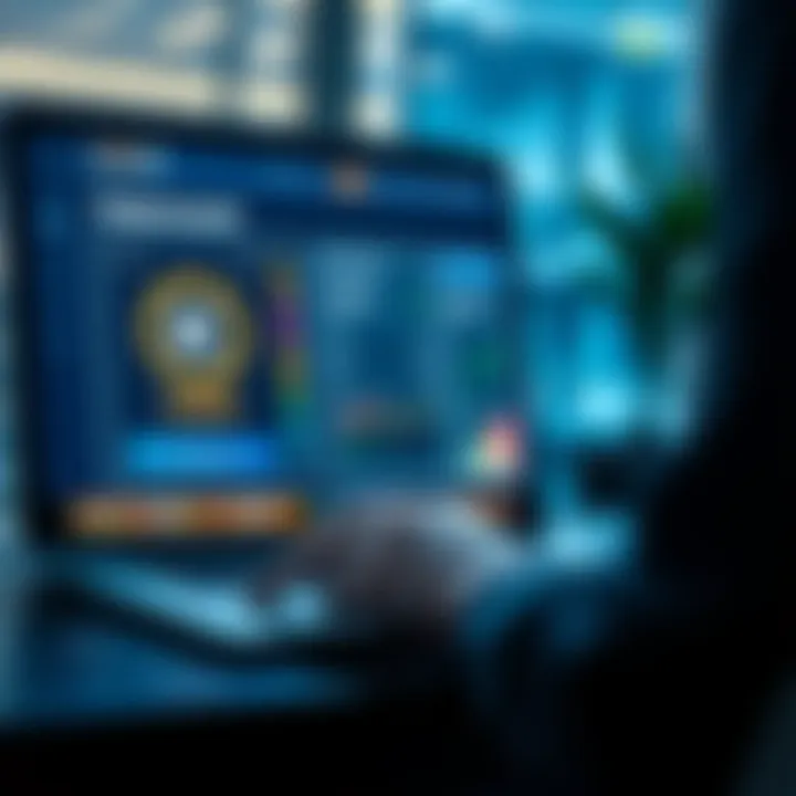 A person using a laptop to buy Kaspa cryptocurrency with USDC, showing a digital wallet interface on the screen.