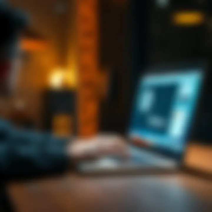 Buying Monero without ID A person using a laptop to buy Monero cryptocurrency without ID verification, with a focus on a private and secure transaction process.